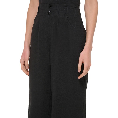 DKNY Womens Top-Stitched Crinkle Trousers