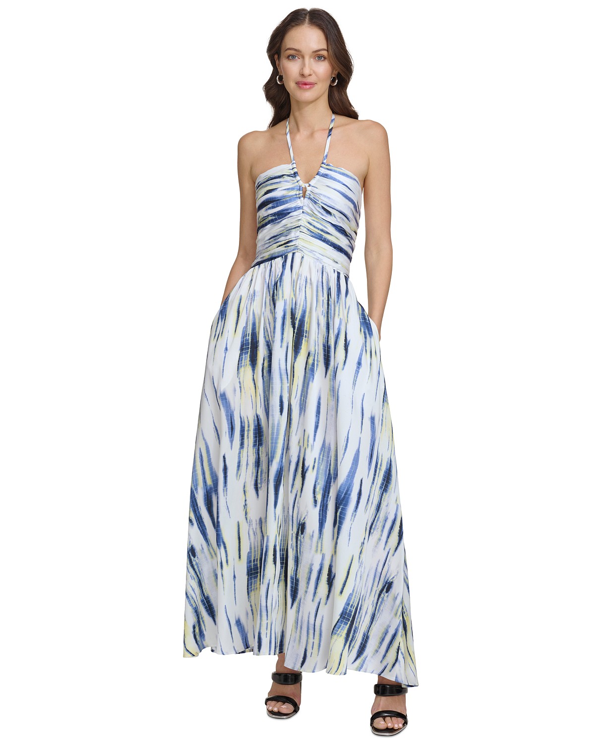 Womens Strappy Printed Maxi Dress