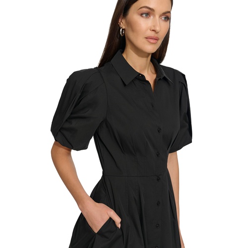 DKNY Womens Spread-Collar Short-Sleeve Button-Front Dress