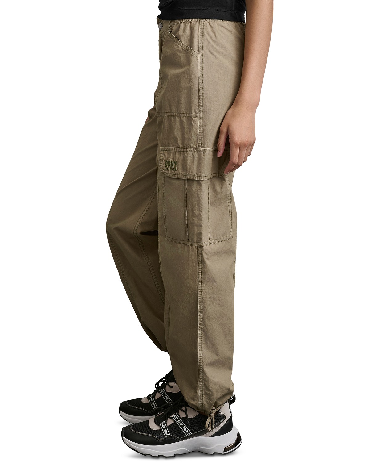 DKNY Womens Straight-Leg High-Waist Adjustable-Cuff Cargo Pants