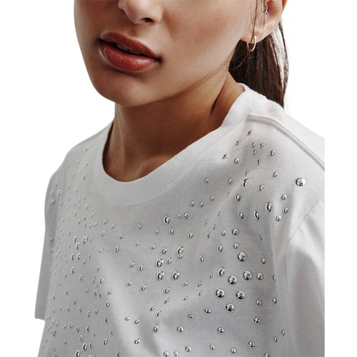 DKNY Womens Scattered-Dome-Studs Boxy T-Shirt