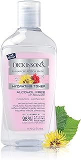 Dickinsons Enhanced Witch Hazel Hydrating Toner with Rosewater, Alcohol Free, 98% Natural Formula, 16 Fl. Oz.