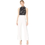 Donna Morgan Sleeveless Jumpsuit with Stretch Knit Crepe Pants and Printed Chiffon Halter top