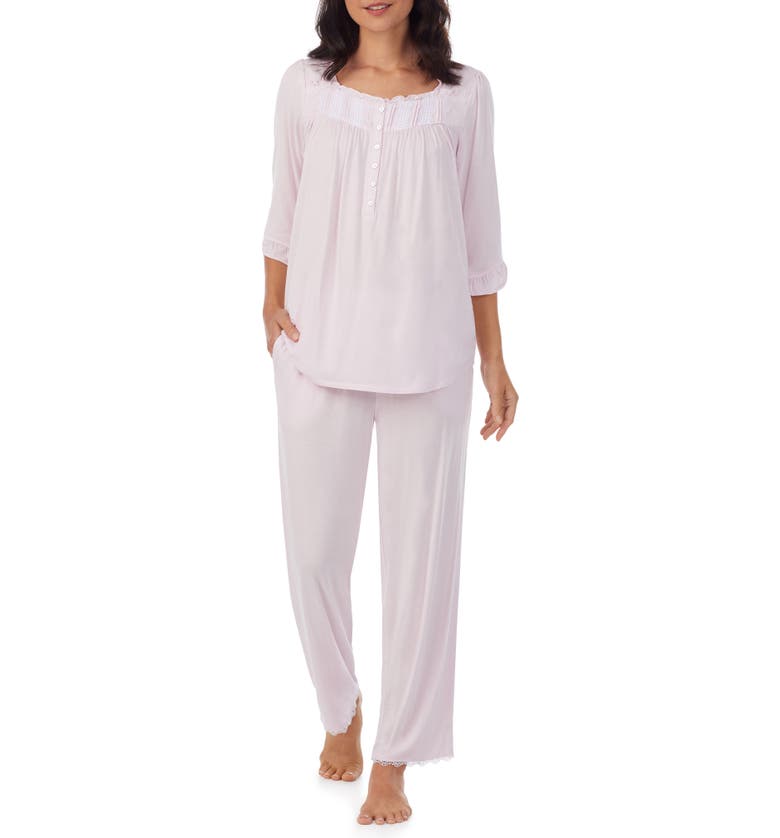 Eileen West Lace Trim Jersey Pajamas_PINK