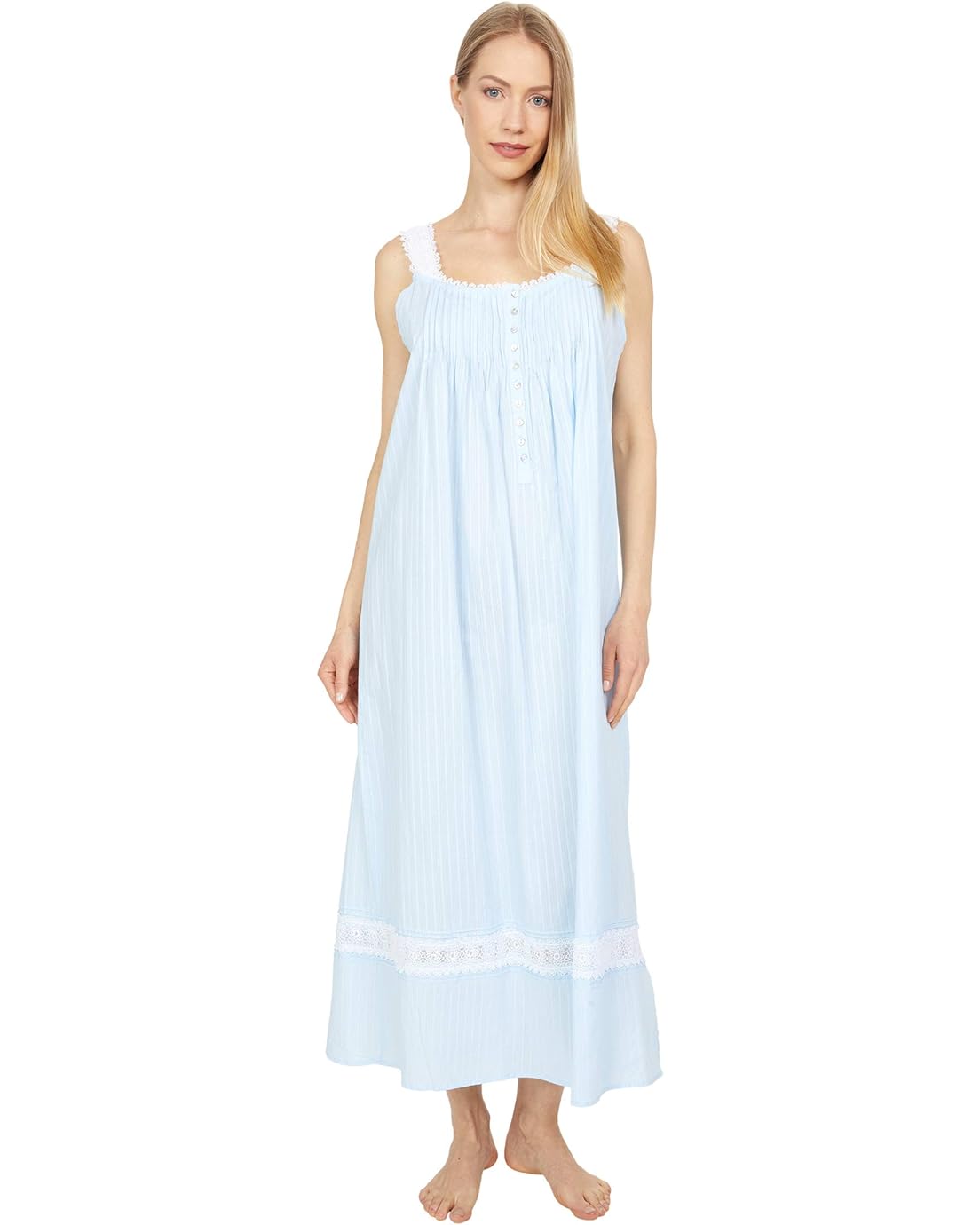 Eileen West Cotton Dobby Stripe Woven Sleeveless Ballet Nightgown