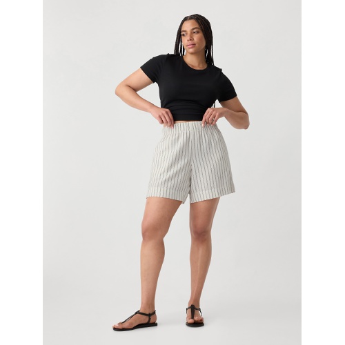 갭 6 Mid Rise Linen-Blend Pull-On Shorts