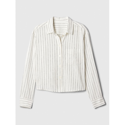 갭 Cropped Linen-Blend Shirt