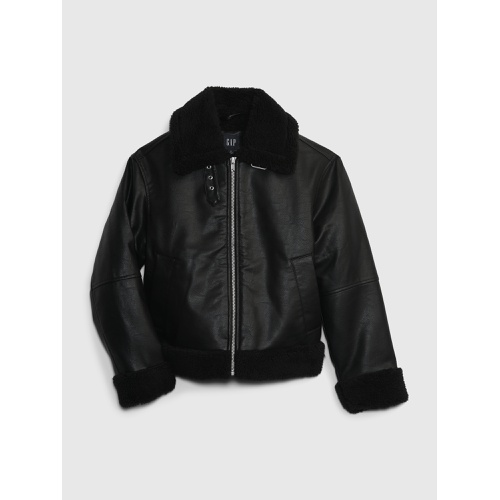 갭 Vegan Leather Sherpa-Trim Jacket