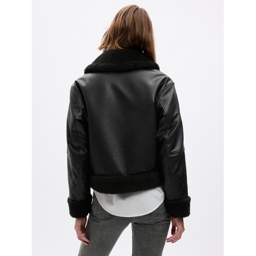 갭 Vegan Leather Sherpa-Trim Jacket