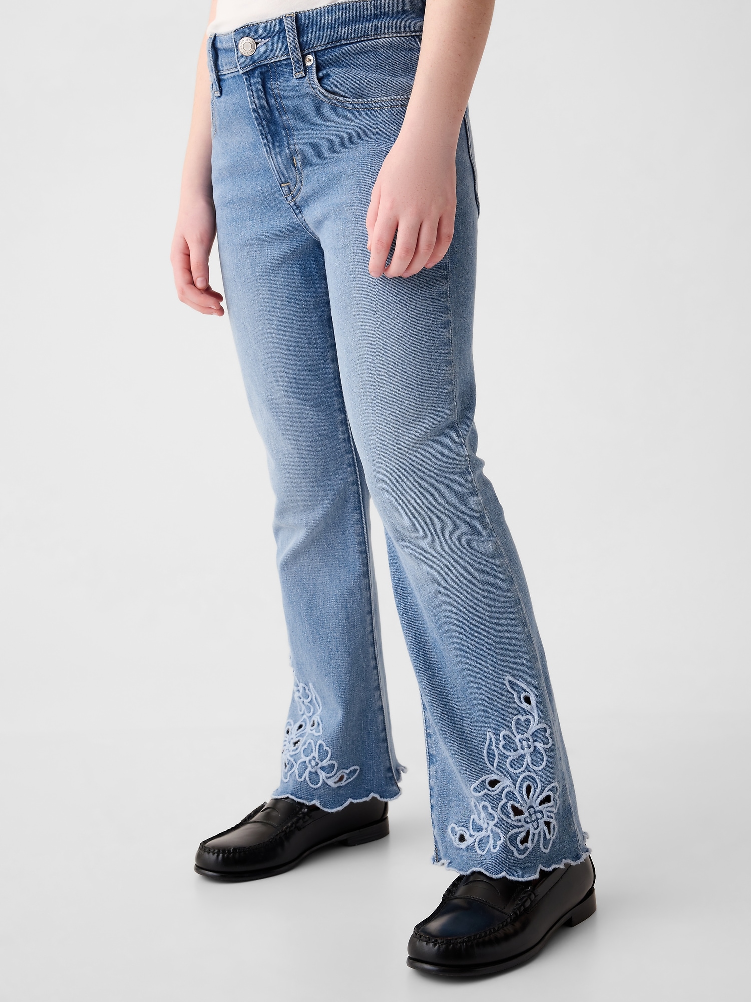 갭 Kids High Rise Embroidered 70s Flare Jeans