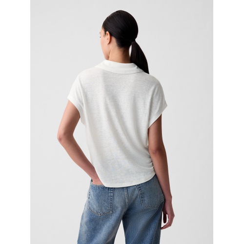 갭 Linen-Blend Polo Shirt