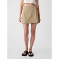 Linen-Cotton Wrap Mini Skirt