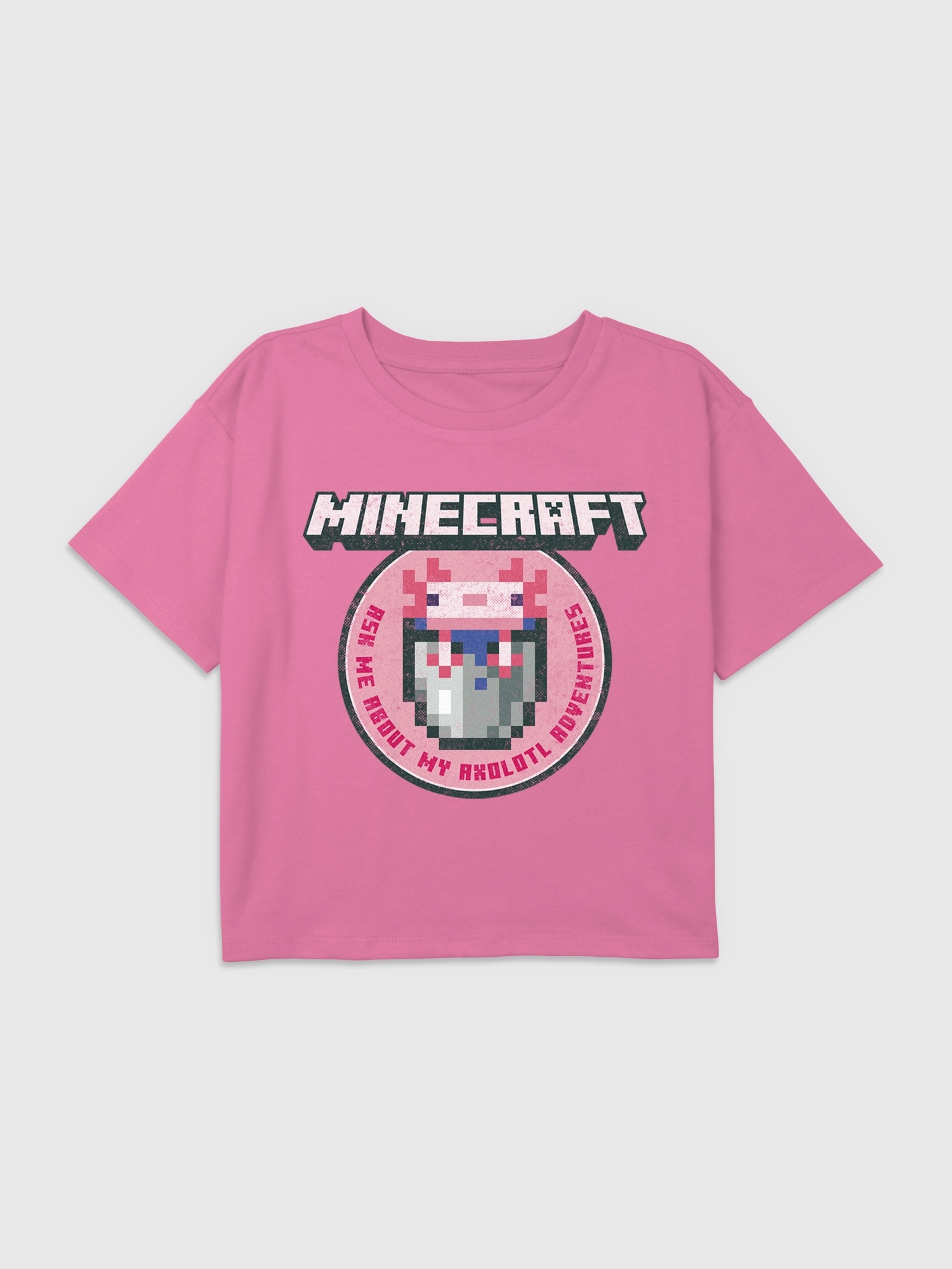 갭 Kids Minecraft Graphic Axolotl Adventures Boxy Crop Tee