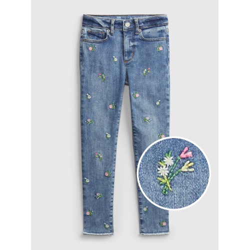 갭 Kids High-Rise Skinny Ankle Embroidered Floral Jeggings with Max Stretch