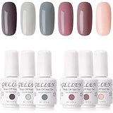 Gellen Gel Nail Polish Set - Nude Grays 6 Colors, Popular Nail Art Colors UV LED Soak Off Nail Gel Kit