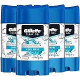 Gillette Antiperspirant & Deodorant for Men, Cool Wave Clear Gel, 3.8 Oz, Pack Of 4