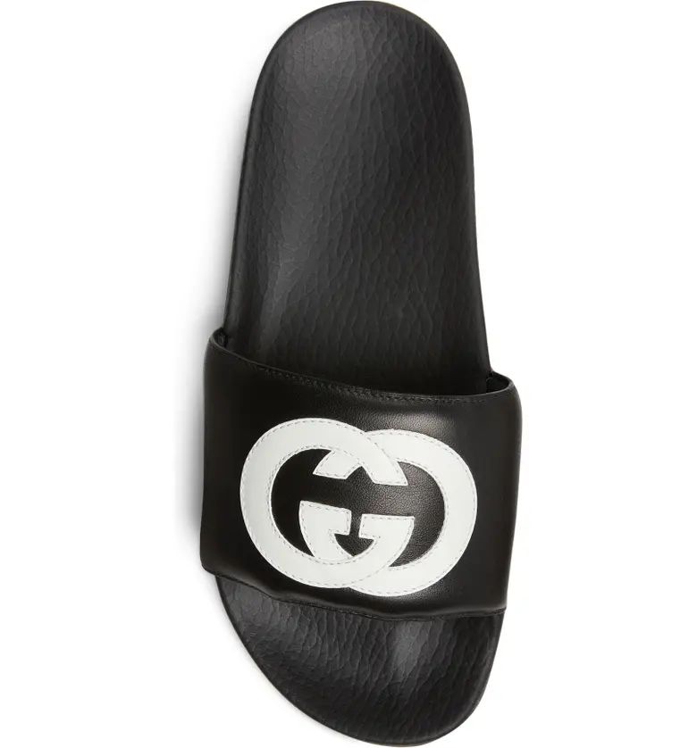 구찌 Gucci Pursuit Logo Slide Sandal_BLACK/ WHITE