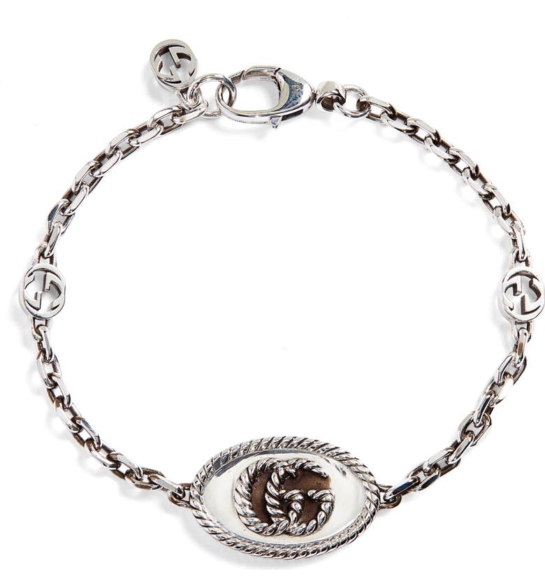 구찌 Gucci GG Logo Chain Bracelet_Silver