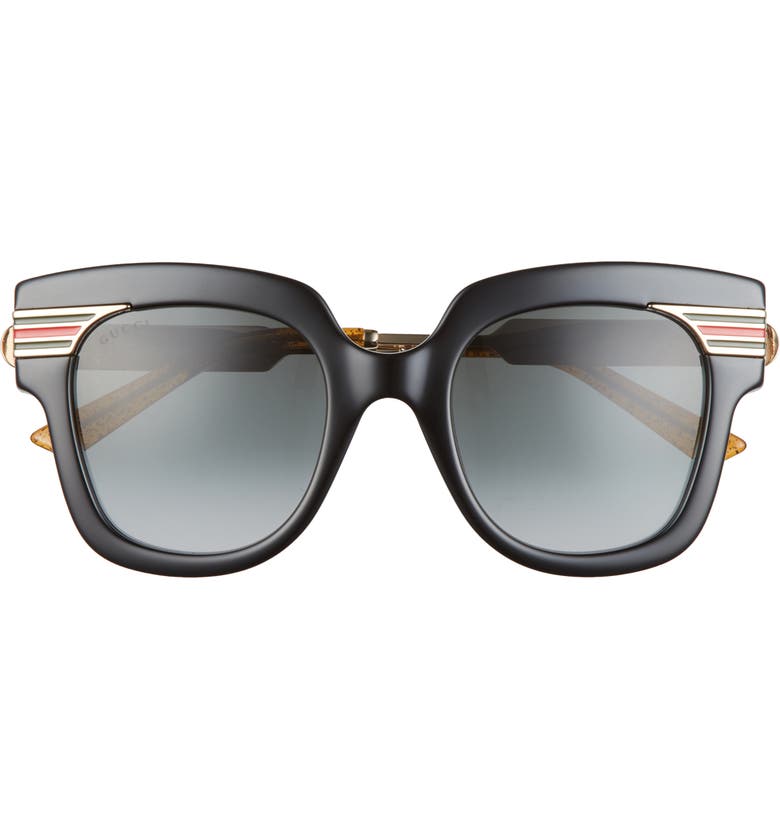 Gucci 50mm Square Sunglasses_SHINY BLACK/ ENDURA GOLD/ GREY