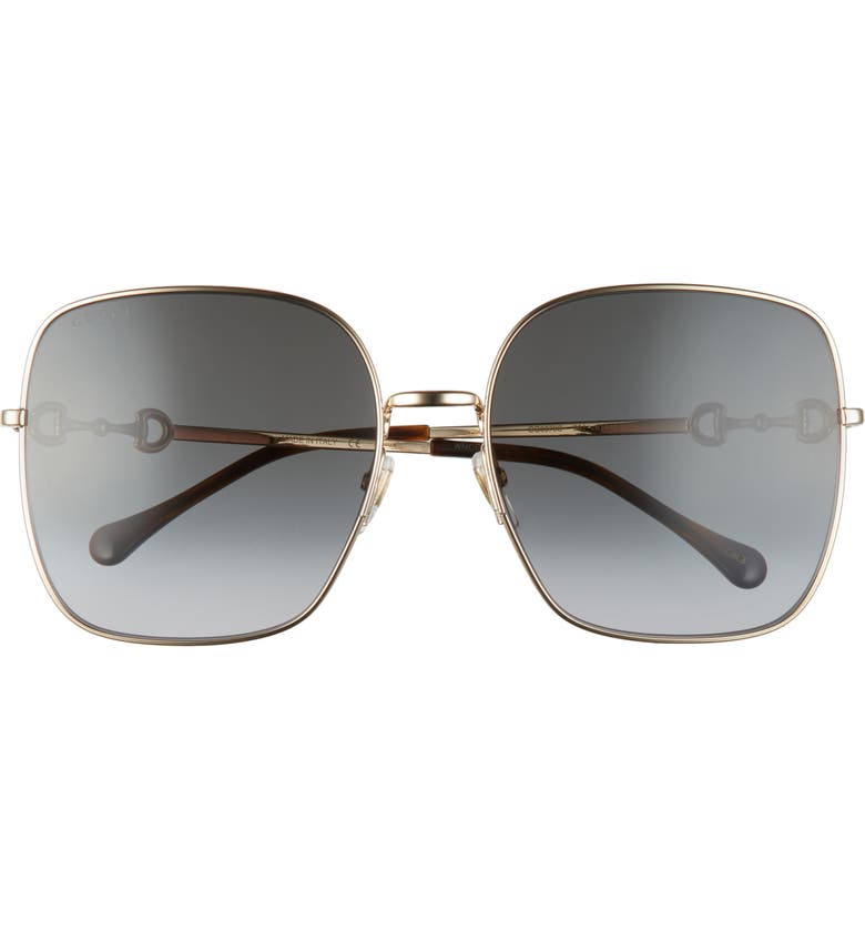 Gucci 61mm Gradient Square Sunglasses_GOLD/ GREY Gradient