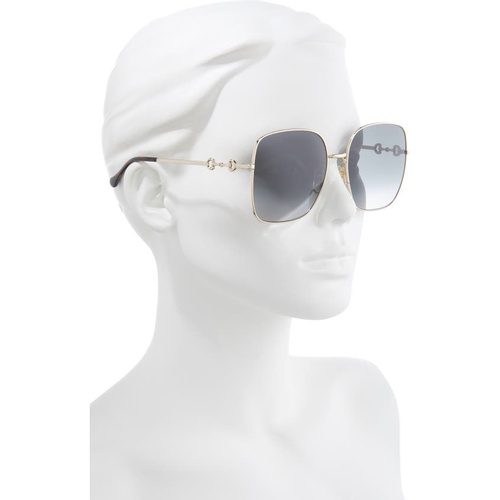 구찌 Gucci 61mm Gradient Square Sunglasses_GOLD/ GREY Gradient