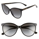 Gucci 57mm Cat Eye Sunglasses_BLACK/ CRYSTAL/ GREY GRADIENT