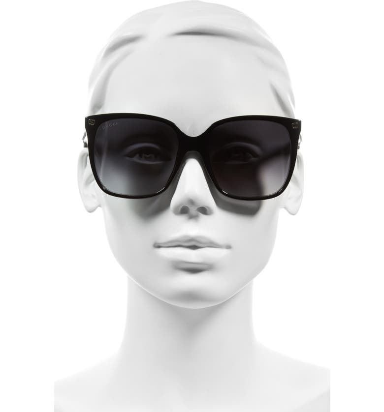구찌 Gucci 57mm Gradient Square Sunglasses_BLACK/ GREY