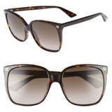 Gucci 57mm Gradient Square Sunglasses_HAVANA/ BROWN