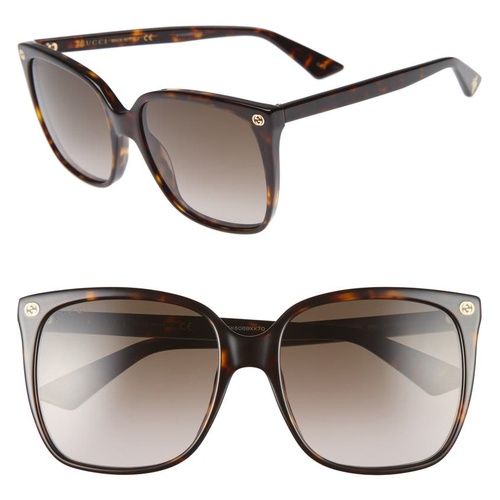 구찌 Gucci 57mm Gradient Square Sunglasses_HAVANA/ BROWN