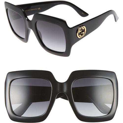구찌 Gucci 54mm Square Sunglasses_BLACK/ GREY