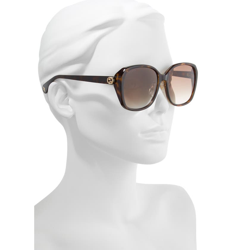 구찌 Gucci 57mm Square Sunglasses_HAVANA