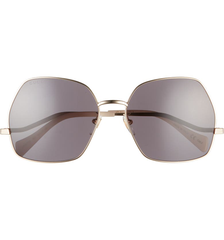 Gucci 59mm Square Sunglasses_GOLD/ BLACK