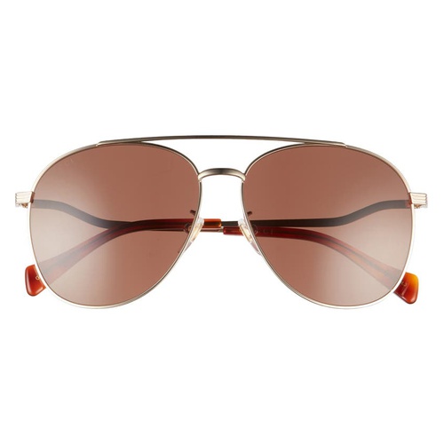 구찌 Gucci 59mm Gradient Aviator Sunglasses_GOLD/ BROWN