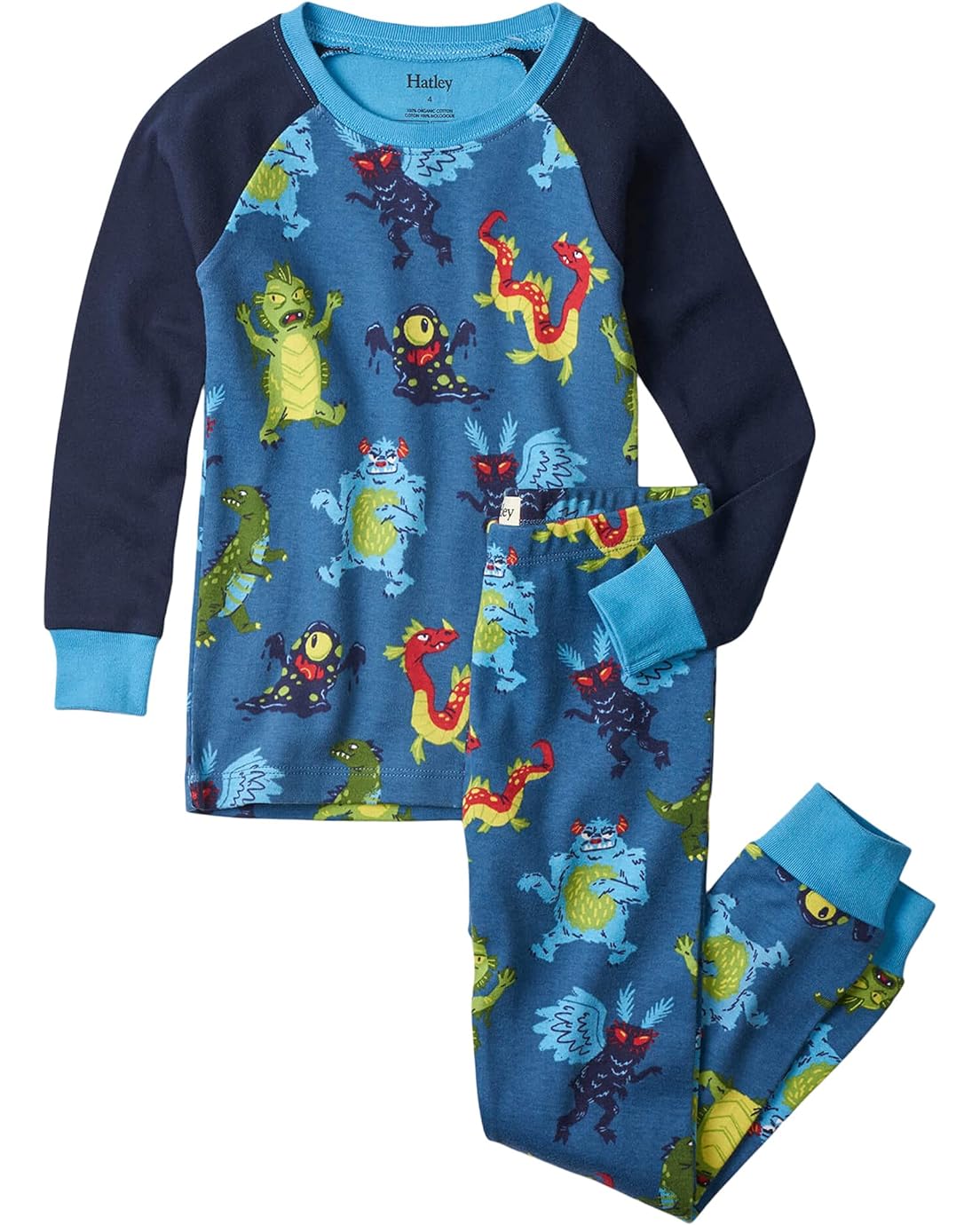 Hatley Kids Creepy Cryptids Organic Cotton Raglan Pajama Set (Toddleru002FLittle Kidsu002FBig Kids)