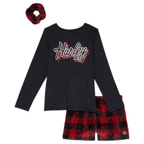 해틀리 Hurley Kids Pajama Top, Shorts and Scrunchie Three-Piece Gift Set (Little Kidsu002FBig Kids)