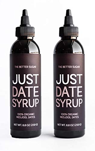 Just Date Syrup: Award-Winning Organic Date Syrup I Two 8.8 OZ Squeeze Bottles I Low-Glycemic, Vegan, Paleo | 1 Ingredient : 100% California Medjool Dates