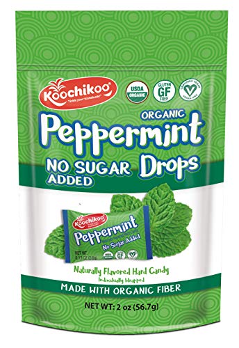 Koochikoo Sugar Free Organic Drops Pouch, Peppermint, 16 CT (2 Oz, Pack - 4)