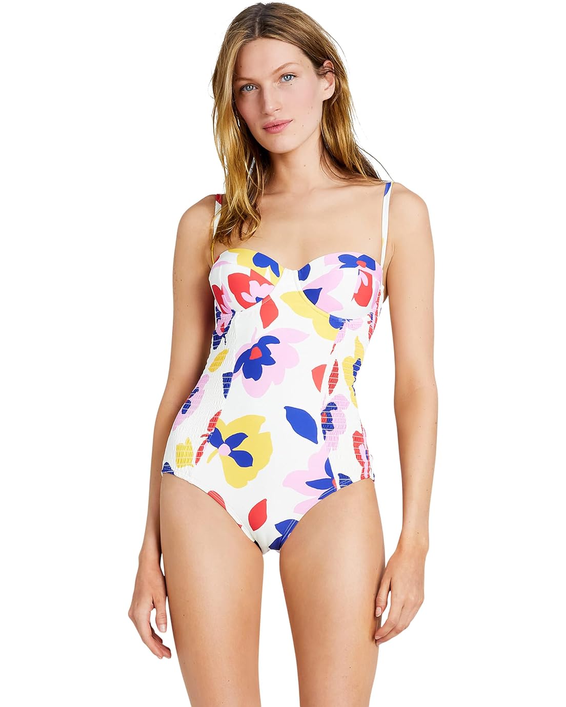 Kate Spade New York Summer Floral Smocked Underwire One-Piece
