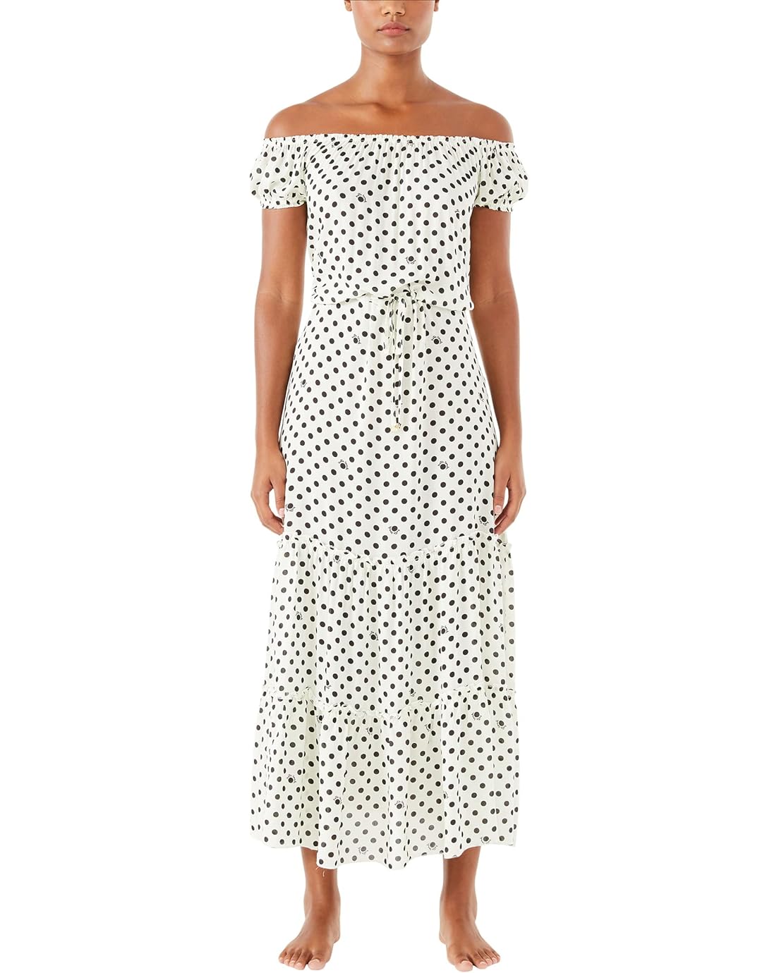 Kate Spade New York Lia Logo Dot Off-the-Shoulder Maxi Dress