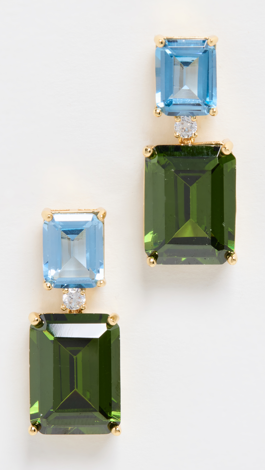 Kenneth Jay Lane Double Emerald Drop Earrings
