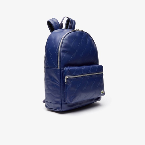 라코스테 Lacoste Mens LIVE Signature Print Zippered Backpack