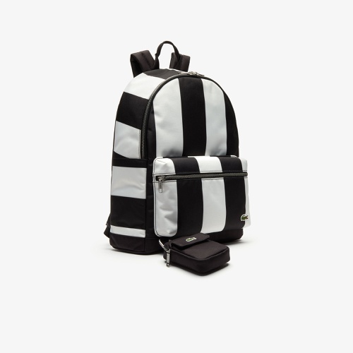 라코스테 Lacoste Mens LIVE Detachable Pouch Striped Backpack