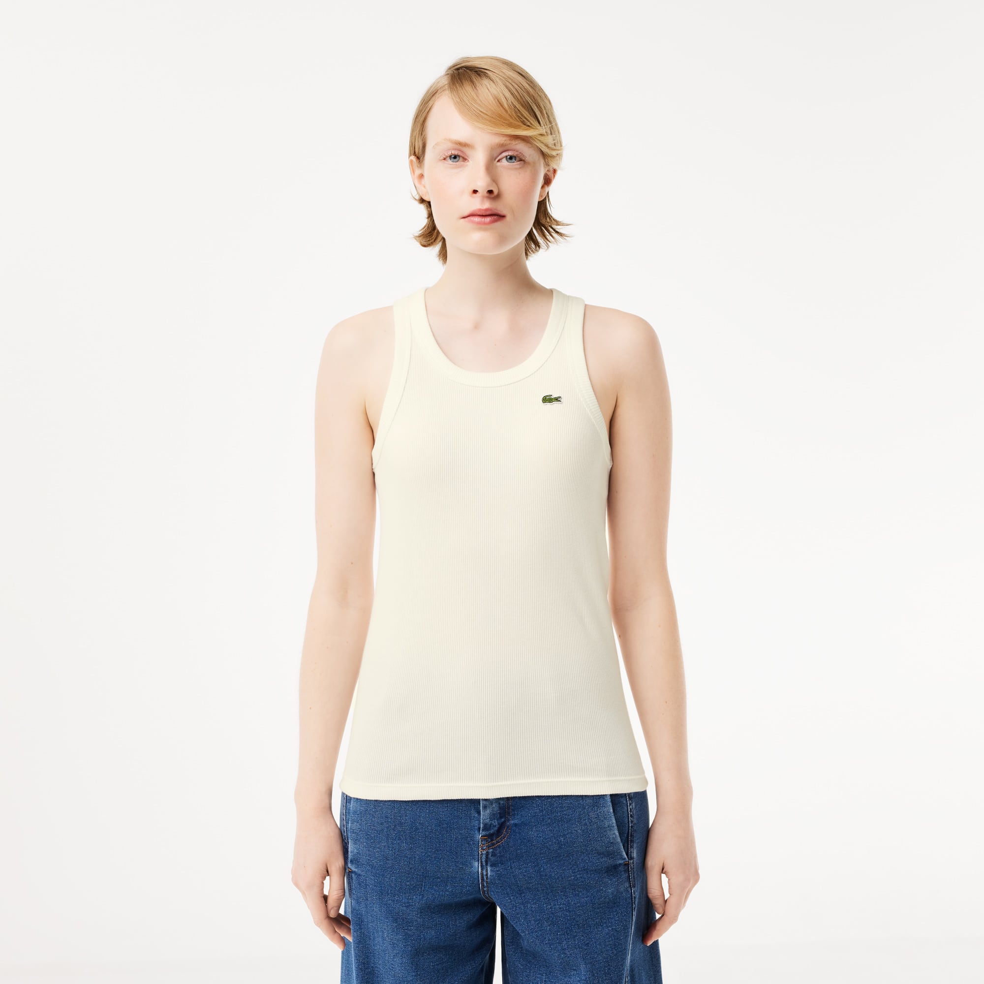Lacoste Womenu2019s Slim Fit Organic Cotton Tank Top
