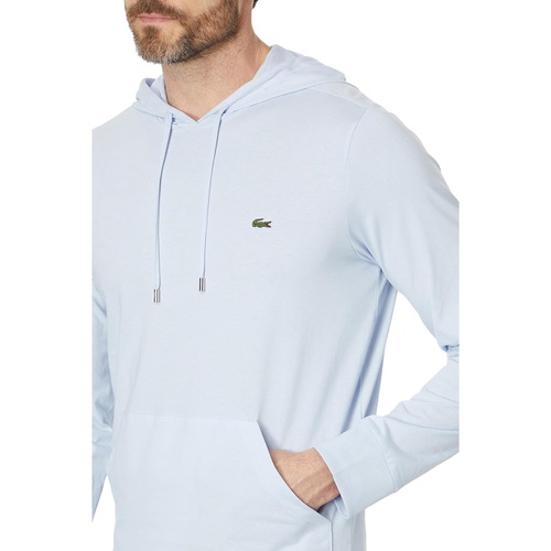 라코스테 Lacoste Long Sleeve Regular Fit Tee Shirt with Hood and Drawstring
