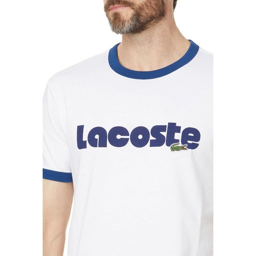 라코스테 Lacoste Short Sleeve Regular Fit Tee Shirt with Large Lacoste Wording