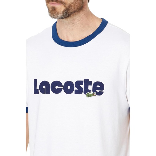 라코스테 Lacoste Short Sleeve Regular Fit Tee Shirt w/ Large Lacoste Wording