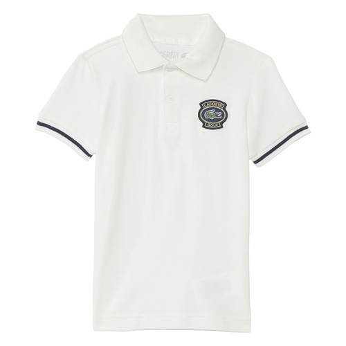 라코스테 Lacoste Kids Short Sleeve Color Blocked Polo Shirt with Large Front + Back Graphics (Little Kid/Toddler/Big Kid)