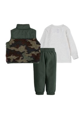 리바이스 Toddler Boys Long Sleeve T-Shirt, Vest, and Pants Set