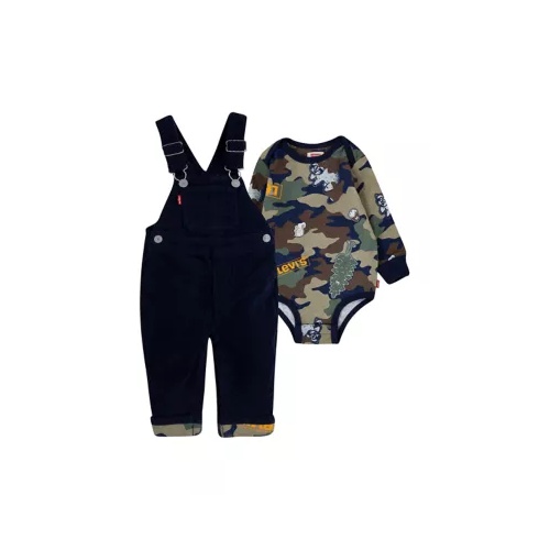 리바이스 Toddler Boys Printed Bodysuit and Overall Set