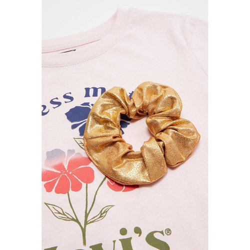 리바이스 Levis Kids Long Sleeve Graphic T-Shirt and Scrunchie Gift Set (Big Kids)